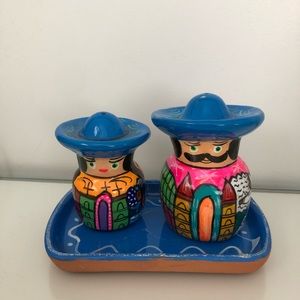 Hand painted Mexican Salt and Pepper shakers